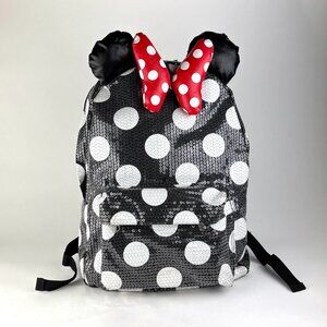 Disney Parks Minnie Mouse Sequin Polka Dot Backpack with Ears & Bow